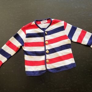 Carltoza Knit cotton red white and blue cardigan size 18 mos unisex